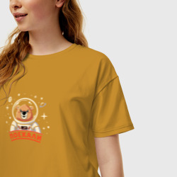 Женская футболка хлопок Oversize Медведь в космосе - фото 2