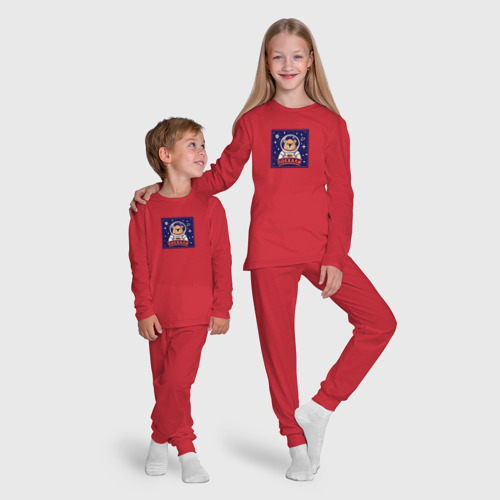 Детская пижама с лонгсливом хлопок с принтом Медведь в космосе, фото #5