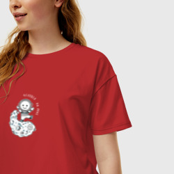 Женская футболка хлопок Oversize Человек на луне - фото 2
