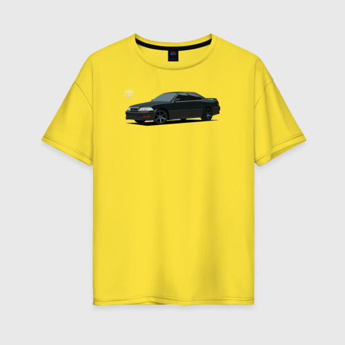Женская футболка хлопок Oversize Toyota Mark 2 JZX100, цвет желтый