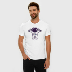 Мужская футболка хлопок Slim Космонавт с гантелями - фото 2