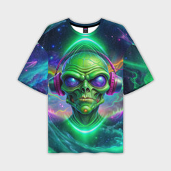 Мужская футболка oversize 3D Space DJ alien