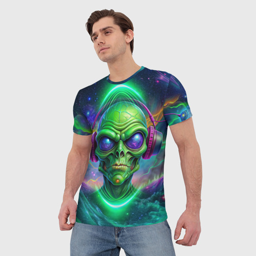 Мужская футболка 3D Space DJ alien, цвет 3D печать - фото 3