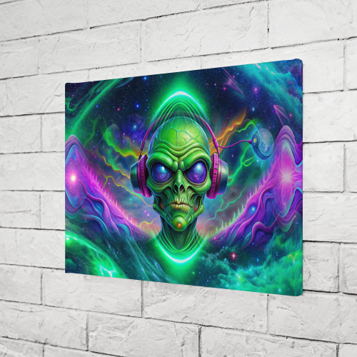 Холст прямоугольный Space DJ alien, цвет 3D печать - фото 3