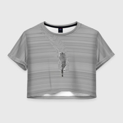 Женская футболка Crop-top 3D Зебра плывущая в полосках