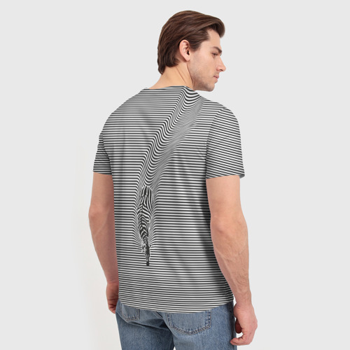 Мужская футболка 3D Зебра плывущая в полосках, цвет 3D печать - фото 4