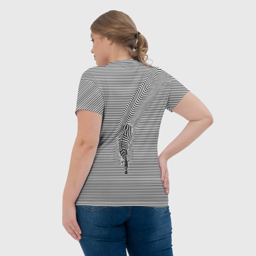 Женская футболка 3D Зебра плывущая в полосках, цвет 3D печать - фото 7