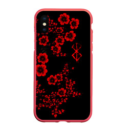 Чехол для iPhone XS Max матовый Клеймо жертвы из аниме Берсерк - красные цветы