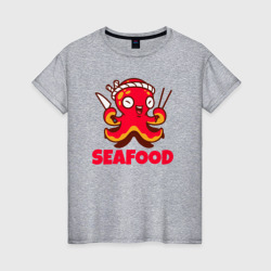 Морепродукты – Женская футболка хлопок с принтом купить со скидкой в -20%