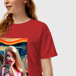Женская футболка хлопок Oversize Крик Барби - нейросеть - фото 2