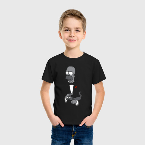 Детская футболка хлопок Homer godfather, цвет черный - фото 3