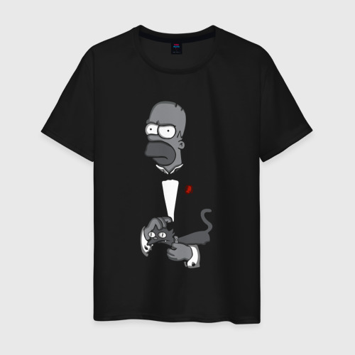 Мужская футболка хлопок Homer godfather, цвет черный