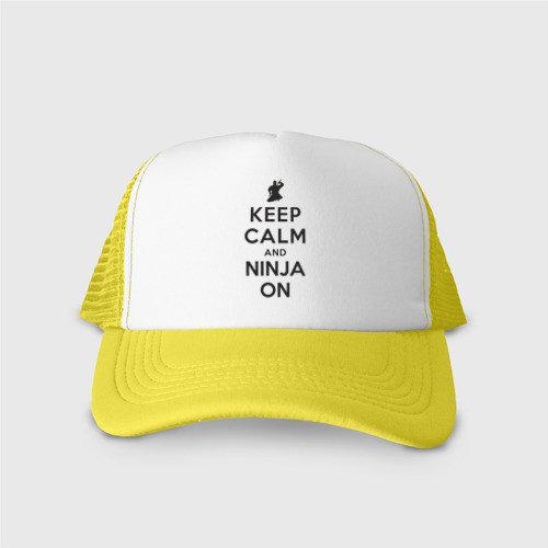 Кепка тракер с сеткой Keep calm and ninja on, цвет желтый