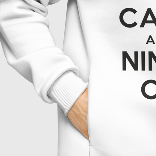 Мужское худи Oversize хлопок Keep calm and ninja on, цвет белый - фото 8