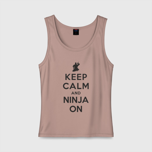 Женская майка хлопок Keep calm and ninja on, цвет пыльно-розовый