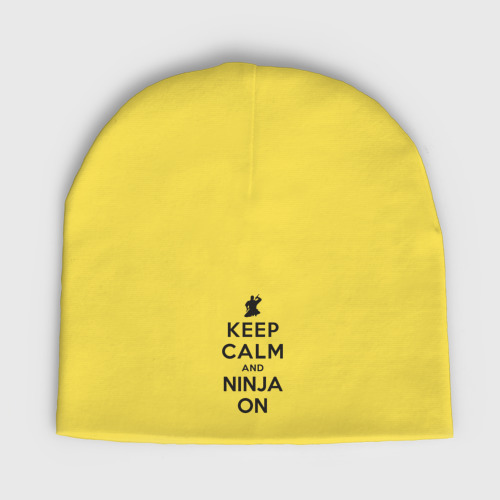 Женская шапка демисезонная Keep calm and ninja on, цвет желтый