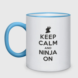 Кружка двухцветная Keep calm and ninja on