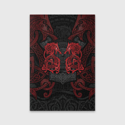 Обложка для паспорта матовая кожа Кельтские узоры - волки и топоры