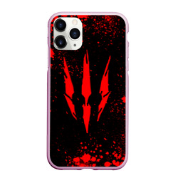 Чехол для iPhone 11 Pro Max матовый The witcher - Краскый логотип и брызги