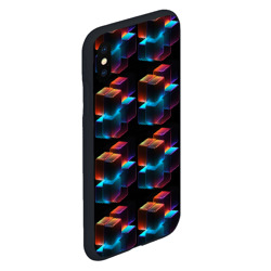 Чехол для iPhone XS Max матовый Разноцветные неоновые кубы - фото 2