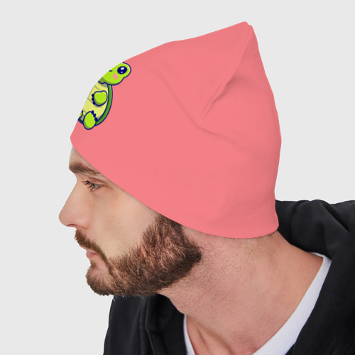 Мужская шапка демисезонная Черепашка, цвет розовый - фото 4