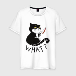 Мужская футболка хлопок What кот маньяк