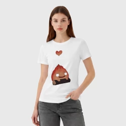 Женская футболка хлопок Кальцифер сердце - фото 2