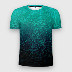 Мужская футболка 3D Slim Градиент мелкая мозаика аквамарин