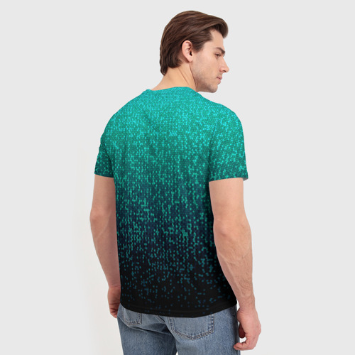 Мужская футболка 3D Градиент мелкая мозаика аквамарин, цвет 3D печать - фото 4