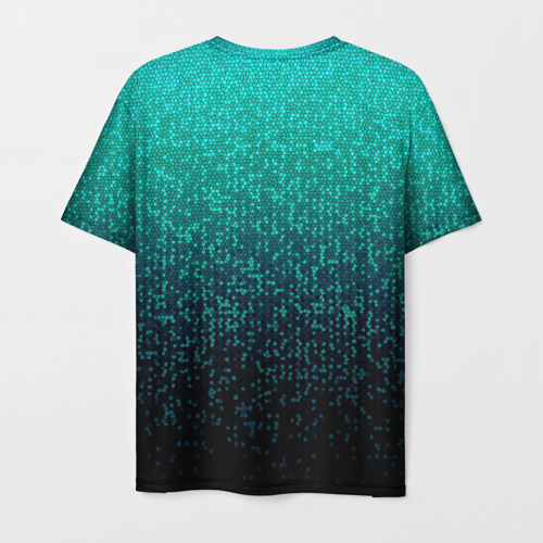 Мужская футболка 3D Градиент мелкая мозаика аквамарин, цвет 3D печать - фото 2