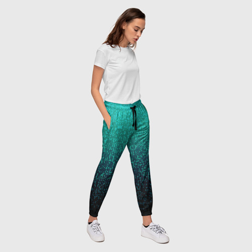 Женские брюки 3D Градиент мелкая мозаика аквамарин, цвет 3D печать - фото 5