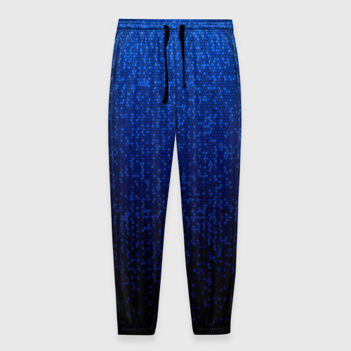 Мужские брюки 3D Градиент мелкая  мозаика сине-чёрный, цвет 3D печать