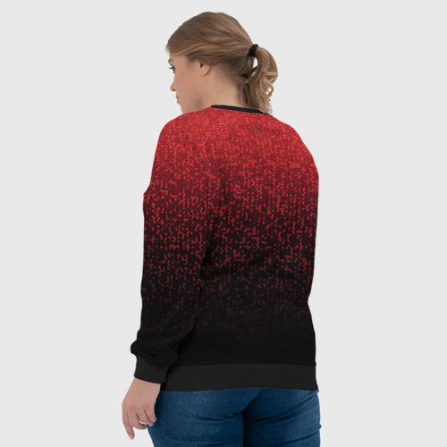 Женский свитшот 3D Градиент мозаика красно-чёрный, цвет 3D печать - фото 7