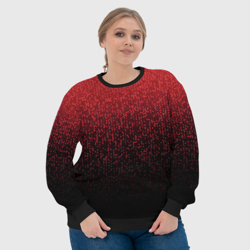 Женский свитшот 3D Градиент мозаика красно-чёрный, цвет 3D печать - фото 6