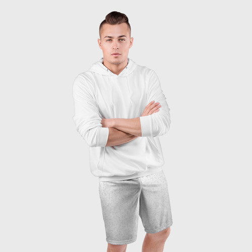 Мужские шорты спортивные Серо-белый паттерн мелкая мозаика, цвет 3D печать - фото 5