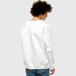 Свитшот с принтом Волны в японской стилистике для мужчины, вид на модели сзади №2. Цвет основы: белый