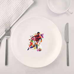 Набор: тарелка + кружка Роналду с мячом - акварель - фото 2