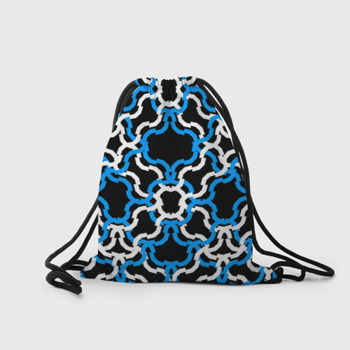 Рюкзак-мешок 3D Сине-белые полосы на чёрном фоне - фото 2