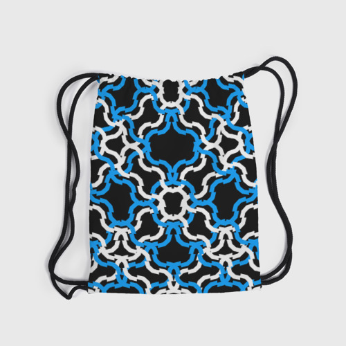 Рюкзак-мешок 3D Сине-белые полосы на чёрном фоне - фото 6