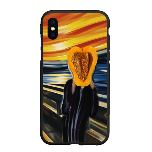 Чехол для iPhone XS Max матовый Крик тыквы, цвет черный