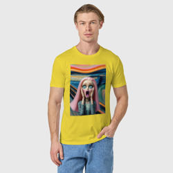Мужская футболка хлопок Барби в картине Эдварда Мунка - нейросеть - фото 2