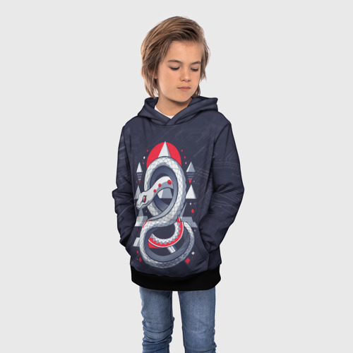 Детская толстовка 3D Логотип векторной змеи  , цвет черный - фото 3