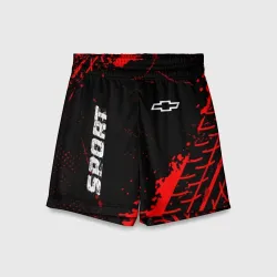 Детские спортивные шорты 3D Chevrolet red sport tires