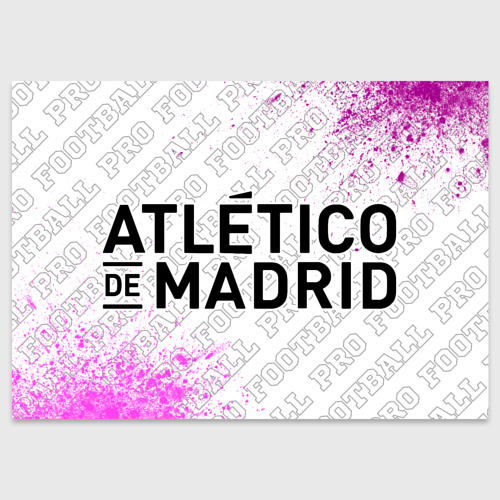 Поздравительная открытка Atletico Madrid pro football по-горизонтали, цвет белый