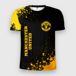 Мужская футболка 3D Slim Manchester United - gold gradient вертикально