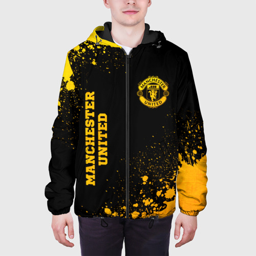Мужская куртка 3D Manchester United - gold gradient вертикально, цвет 3D печать - фото 4