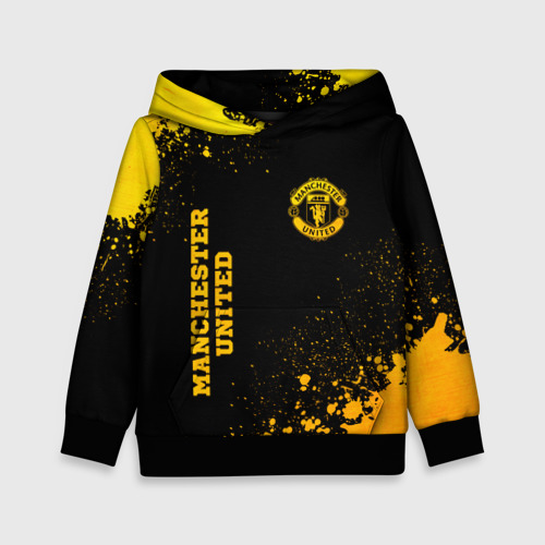 Детская толстовка 3D Manchester United - gold gradient вертикально, цвет черный