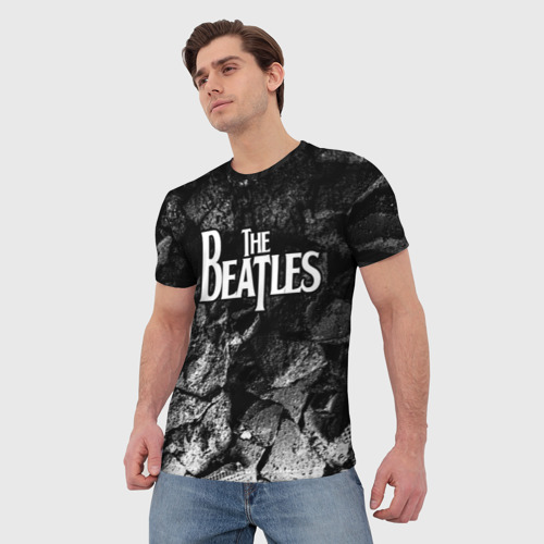 Мужская футболка 3D с принтом The Beatles black graphite, фото на моделе #1