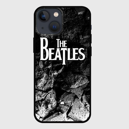 Чехол для iPhone 13 mini с принтом The Beatles black graphite, вид спереди #2