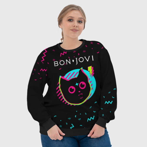 Женский свитшот 3D Bon Jovi - rock star cat, цвет 3D печать - фото 6